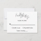 シンプル黒白の書道エレガントな結婚式 出欠カード (正面)