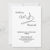 シンプル黒白の書道エレガントな結婚式 招待状 (正面)