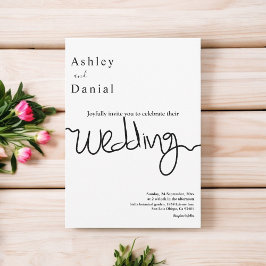 シンプル黒白の書道エレガントな結婚式 招待状