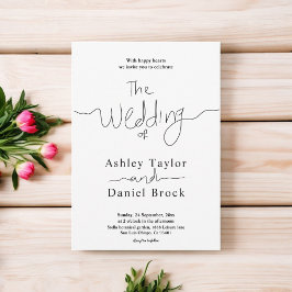 シンプル黒白の書道エレガントな結婚式 招待状