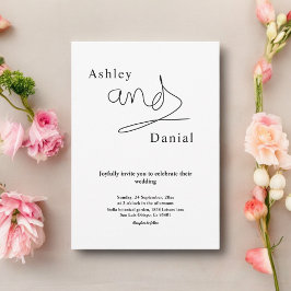 シンプル黒白の書道エレガントな結婚式 招待状