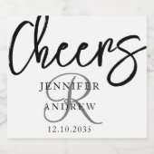 シンプル黒白の書道台本 スパークリングワインラベル (シングルラベル)