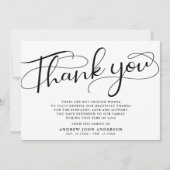 シンプル黒白の書道葬儀 サンキューカード (正面)