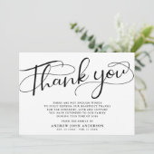 シンプル黒白の書道葬儀 サンキューカード (スタンド正面)