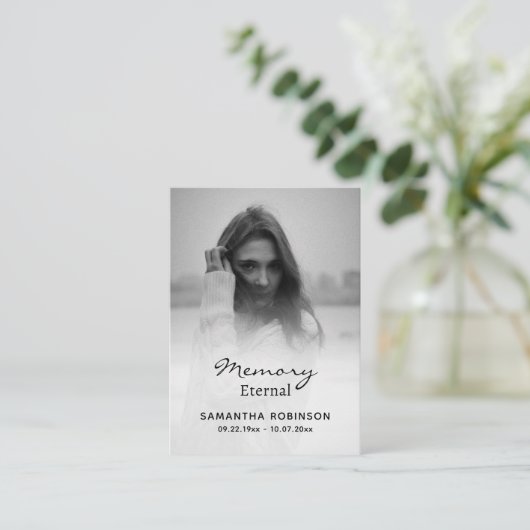 シンプル黒白の正当葬儀祈りの言葉カード プレイスカード (スタンド正面)