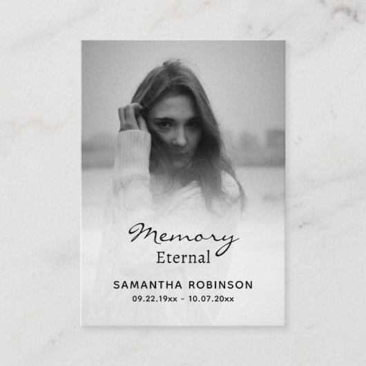 シンプル黒白の正当葬儀祈りの言葉カード プレイスカード (正面)