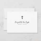 シンプル黒白の正教会キリスト教葬儀 サンキューカード (裏面)