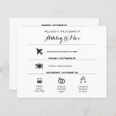 シンプル黒白の結婚週末の日程 (正面/裏面)