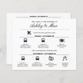 シンプル黒白の結婚週末の日程 (正面/裏面)