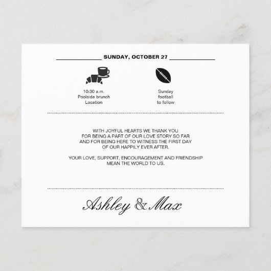 シンプル黒白の結婚週末の日程 (裏面)