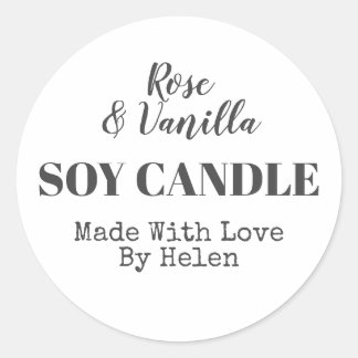 シンプル黒白の香り付き醤油キャンドル ラウンドシール