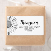 シンプル黒白ひまわり返しラベル ラベル (インサイチュ)