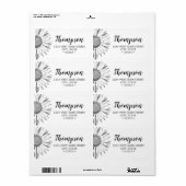 シンプル黒白ひまわり返しラベル ラベル (フルシート)