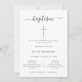 シンプル黒白ウィムシー書道バプテスマ 招待状 (正面)