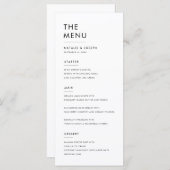 シンプル黒白エレガントなウェディングディナーフード メニュー (正面/裏面)