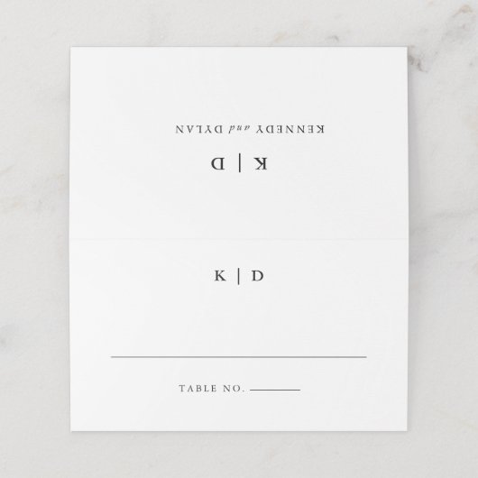 シンプル黒白エレガントなウェディングモノグラム プレイスカード (外部開封)