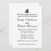 シンプル黒白エレガントなウェディング招待状 (正面/裏面)