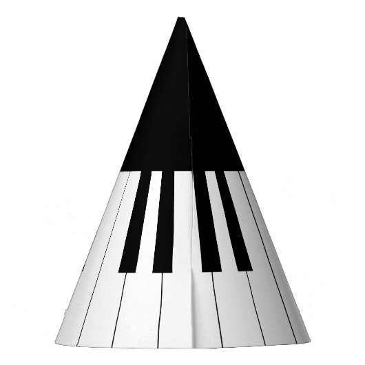 シンプル黒白エレガントピアノ鍵盤 パーティーハット (裏面)