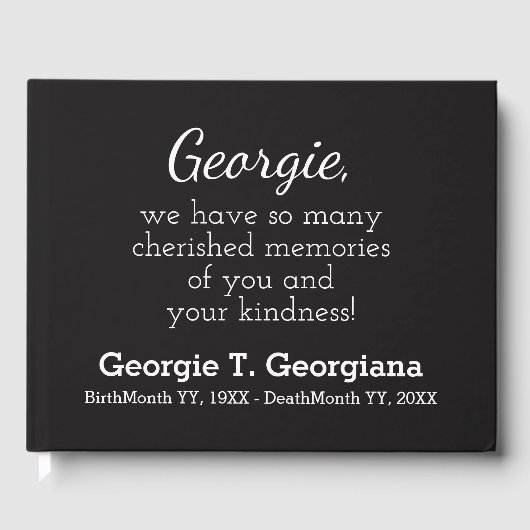 シンプル黒白エレガント葬告書 ゲストブック (正面)