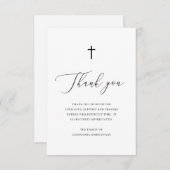 シンプル黒白クロス悔やみや弔慰葬儀 サンキューカード (正面/裏面)