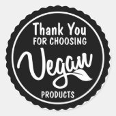 シンプル黒白サンキュービーガン ラウンドシール (正面)