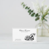 シンプル黒白スネークタトゥーアーティスト 名刺 (スタンド正面)