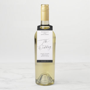 シンプル黒白モダン書結婚の ボトルネックタグ