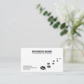 シンプル黒白足印刷ドッグ歩く 名刺 (スタンド正面)