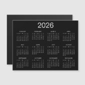 シンプル黒白2024年カレンダー磁石 (正面/裏面)
