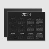 シンプル黒白2024年カレンダー磁石 (正面/裏面)