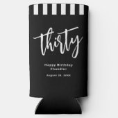 シンプル黒白30歳の誕生日パーティー スリム缶クーラー (裏面)