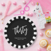 シンプル黒白30歳の誕生日パーティー ペーパープレート (パーティー)