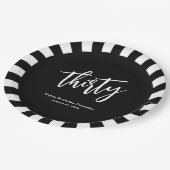 シンプル黒白30歳の誕生日パーティー ペーパープレート (アングル)