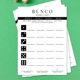 シンプル黒白4ラウンドBuncoスコアカード 招待状