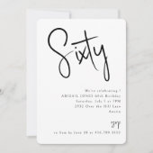 シンプル黒白60歳の誕生日パーティー 招待状 (正面)