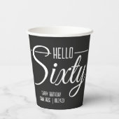 シンプル黒白Hello60誕生日 紙コップ (裏面)
