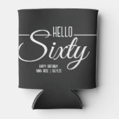 シンプル黒白Hello60誕生日 缶クーラー (正面)