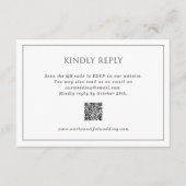 シンプル黒白QRコードエレガントな結婚式 出欠カード (正面)