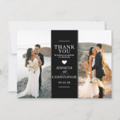 シンプル黒結婚の写真 サンキューカード (正面)