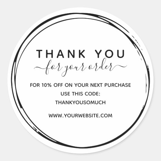 シンプル黒線の円ご注文 ラウンドシール (正面)