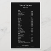 シンプル黒美しいサロンサービスメニュー チラシ (正面)