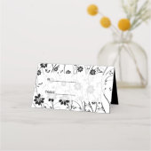 シンプル黒花 プレイスカード (正面)