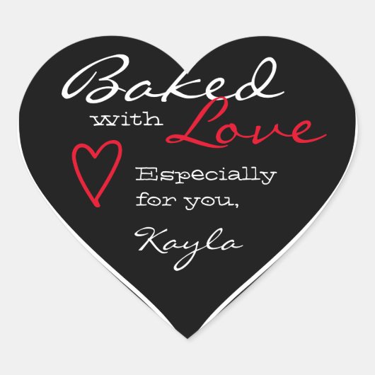 シンプル黒赤白製愛ハート形状ハート ハートシール (正面)