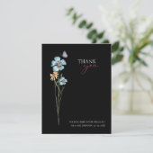 シンプル黒野カラフル花フローラ結婚ズ サンキューカード (スタンド正面)