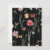 シンプル黒野カラフル花フローラ結婚ズ サンキューカード (裏面)