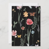 シンプル黒野カラフル花フローラ結婚ズ セーブザデート (裏面)