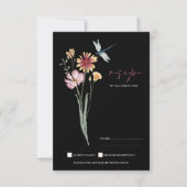 シンプル黒野カラフル花フローラ結婚ズ 出欠カード (正面)