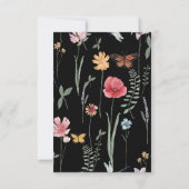 シンプル黒野カラフル花フローラ結婚ズ 出欠カード (裏面)