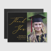 シンプル黒金ゴールドスエレガントクリプトGRAD Thank You (正面/裏面)