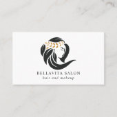 シンプル黒金ゴールドヘアサロンロゴ美容師 名刺 (正面)